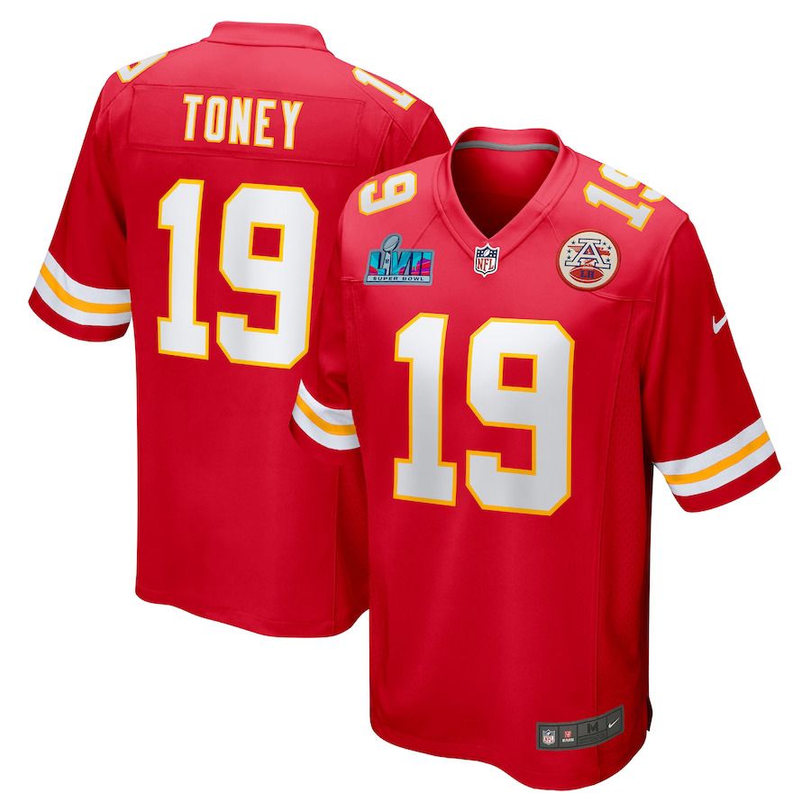 Men Kansas City Chiefs 19 Kadarius Toney Nike Red Super Bowl LVII Patch Game NFL Jersey